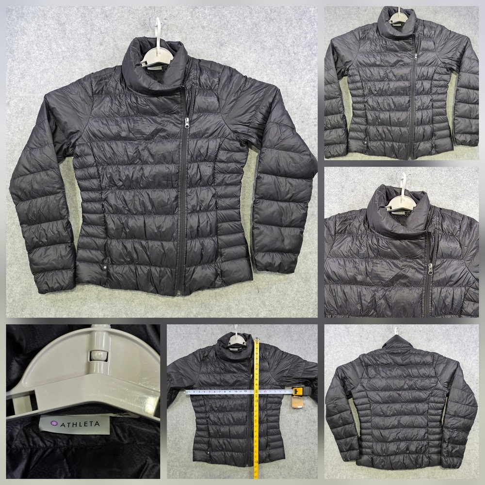 Athleta Jacket Womens Small? Black Quilted Puffer Full Zip‎ Lightweight Warm